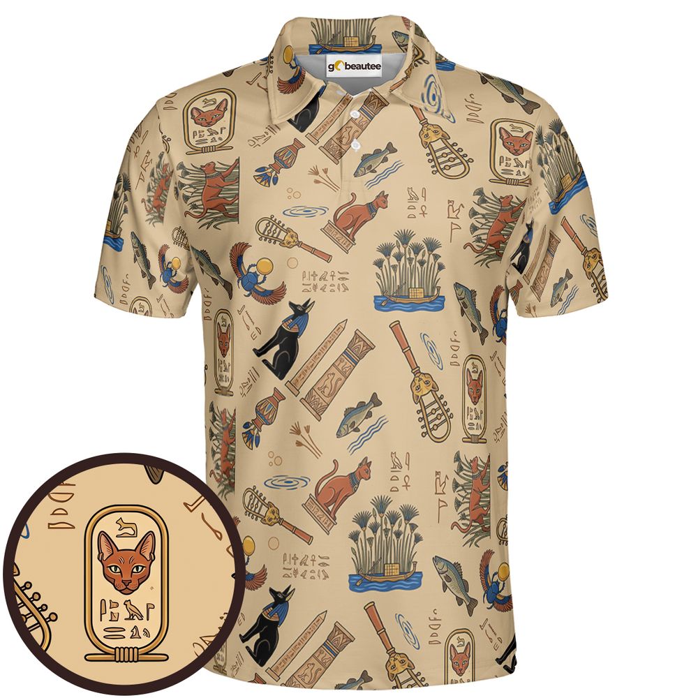 Ancient Egypt cat Full Print Polo Shirt - Men - 1