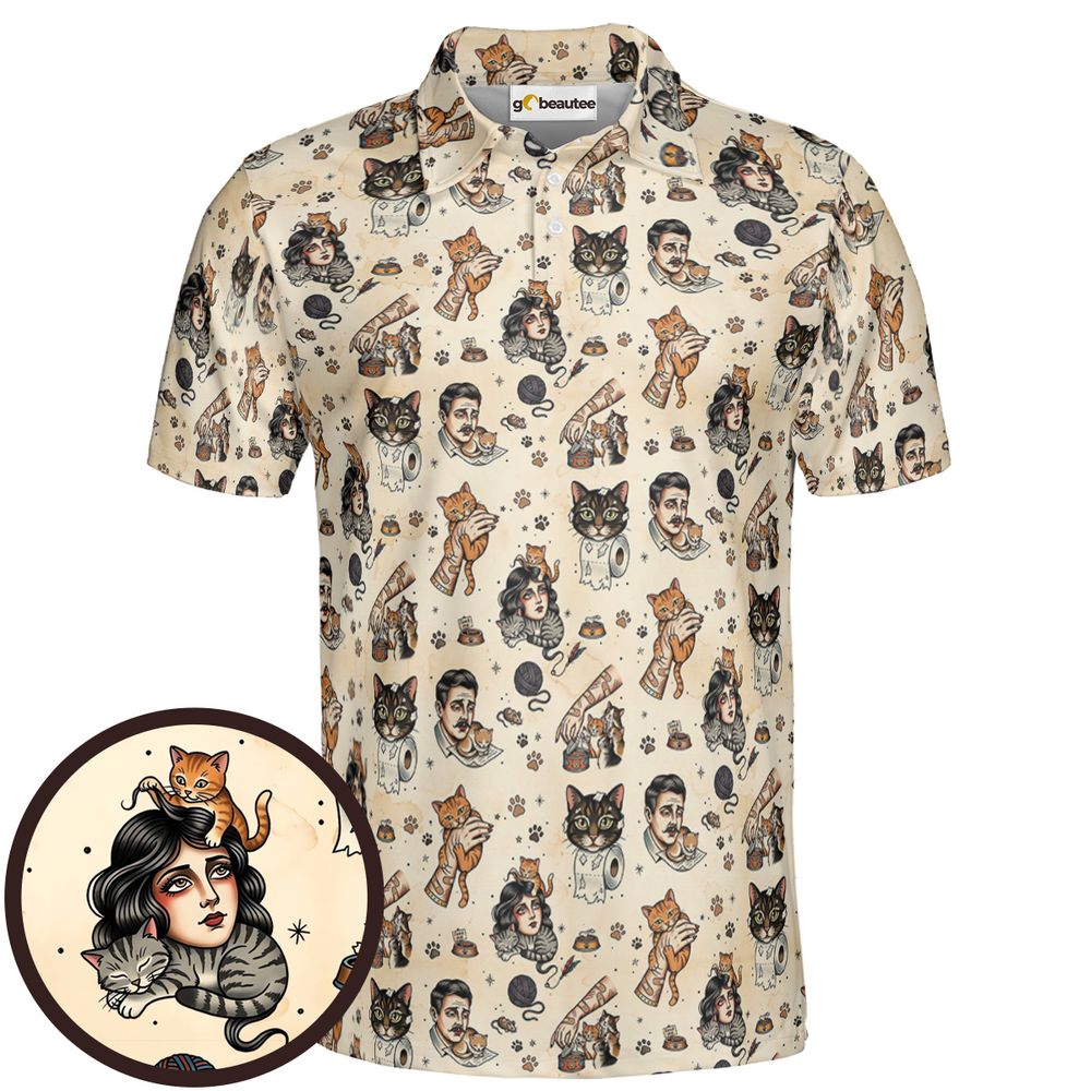 Cat Mom Cat Dad Full Print Polo Shirt - Men - 1