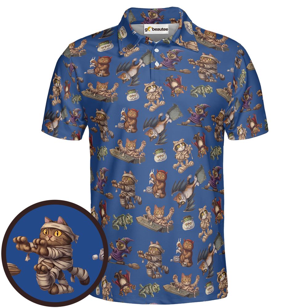 Blue Halloween Monster Cats - Men - 1