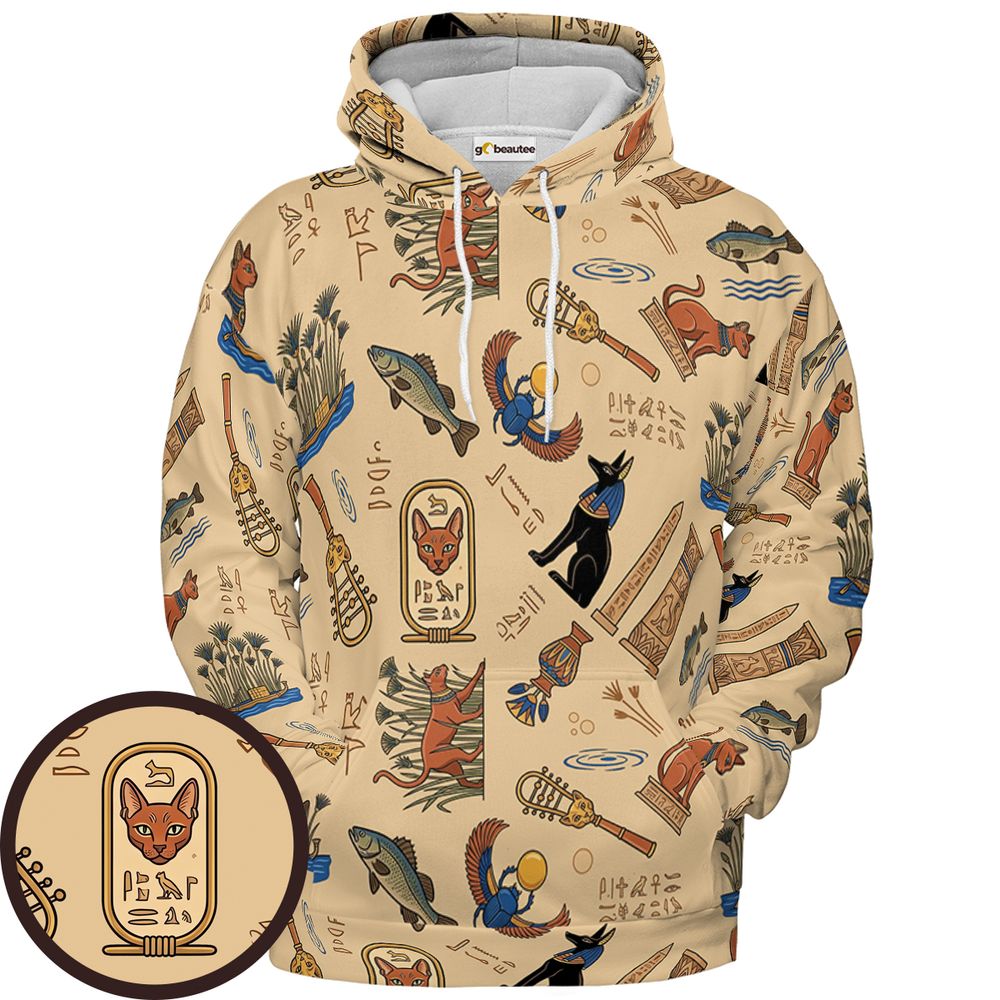 Ancient Egypt cat Full Print Hoodie - Pullover Hoodie - 1