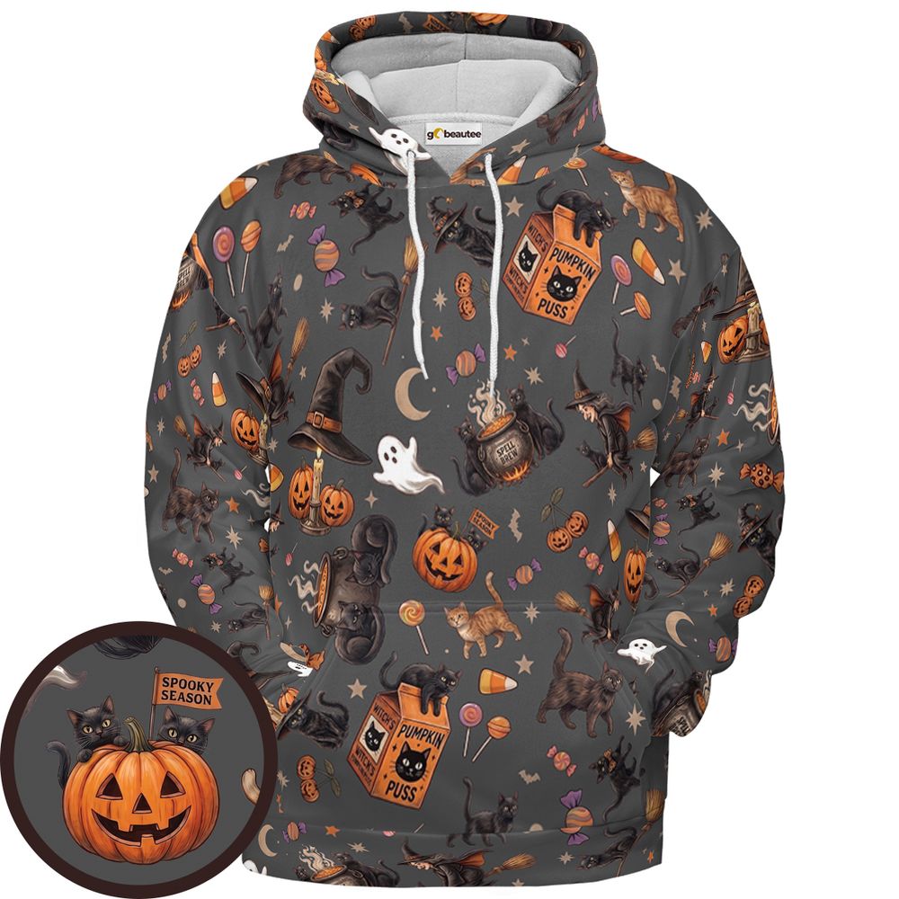Spooky Season Black Cats - Pullover Hoodie - 1