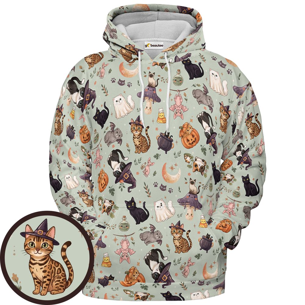 Whimsical Cats of Hallows' Eve - Pullover Hoodie - 1