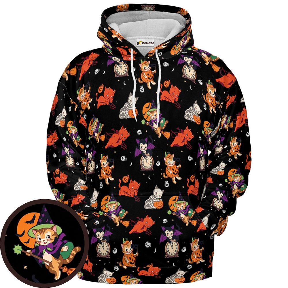 Midnight Meowgic Halloween Cats - Pullover Hoodie - 1