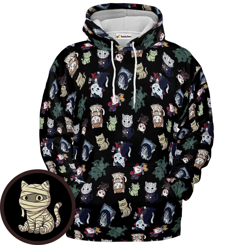 Horror cats Full Print Hoodie - Pullover Hoodie - 1