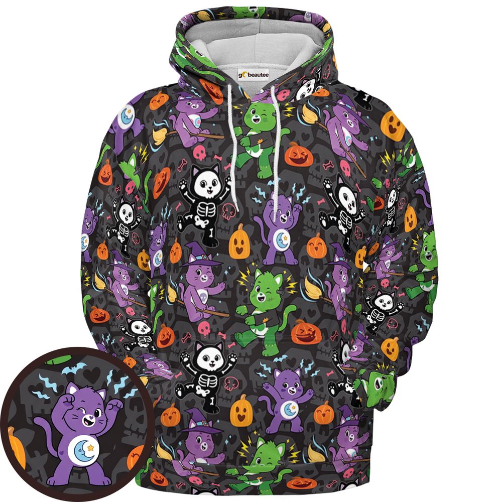 Cute Halloween Cartoon Cats - Pullover Hoodie - 1