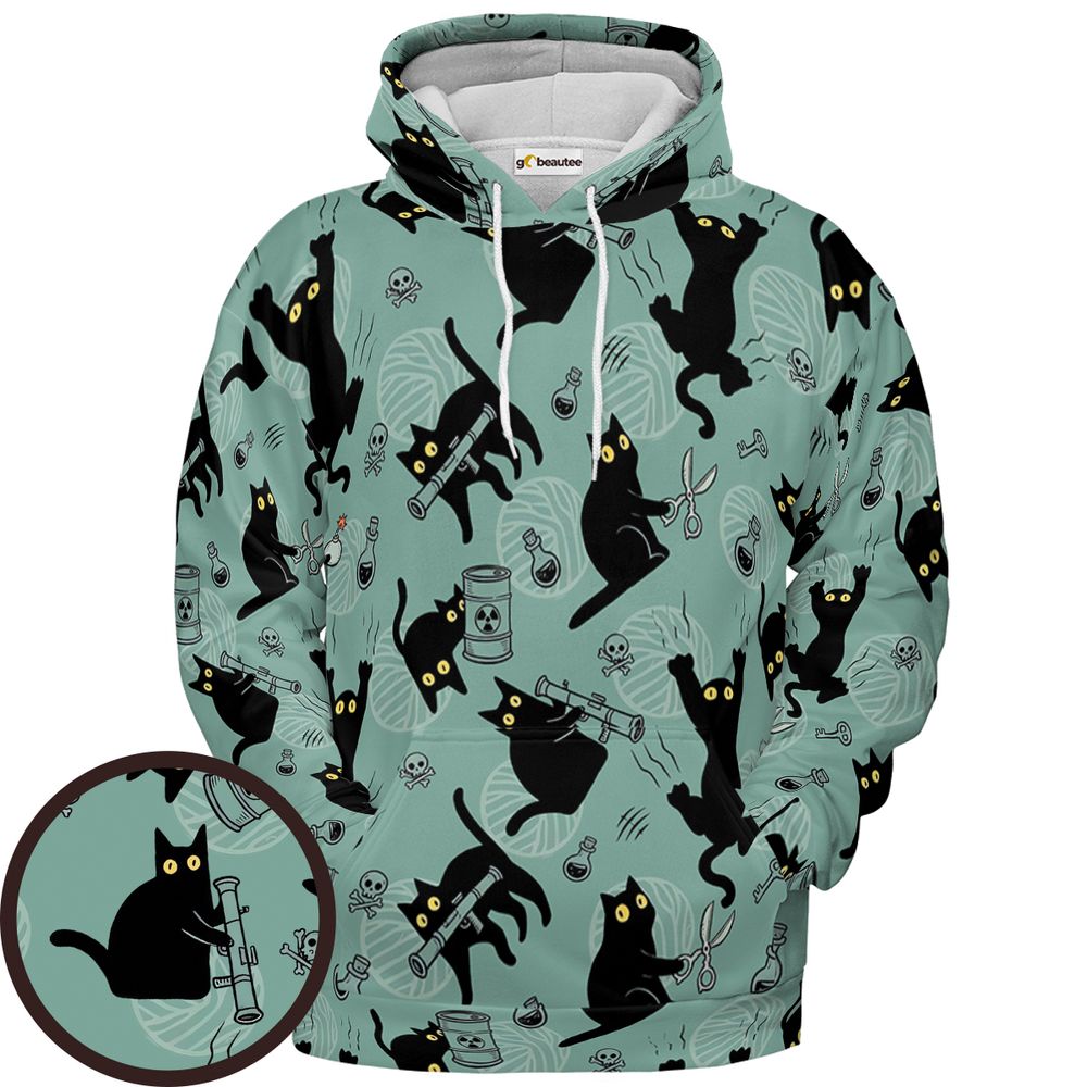 Chaotic evil cat Full Print Hoodie - Pullover Hoodie - 1