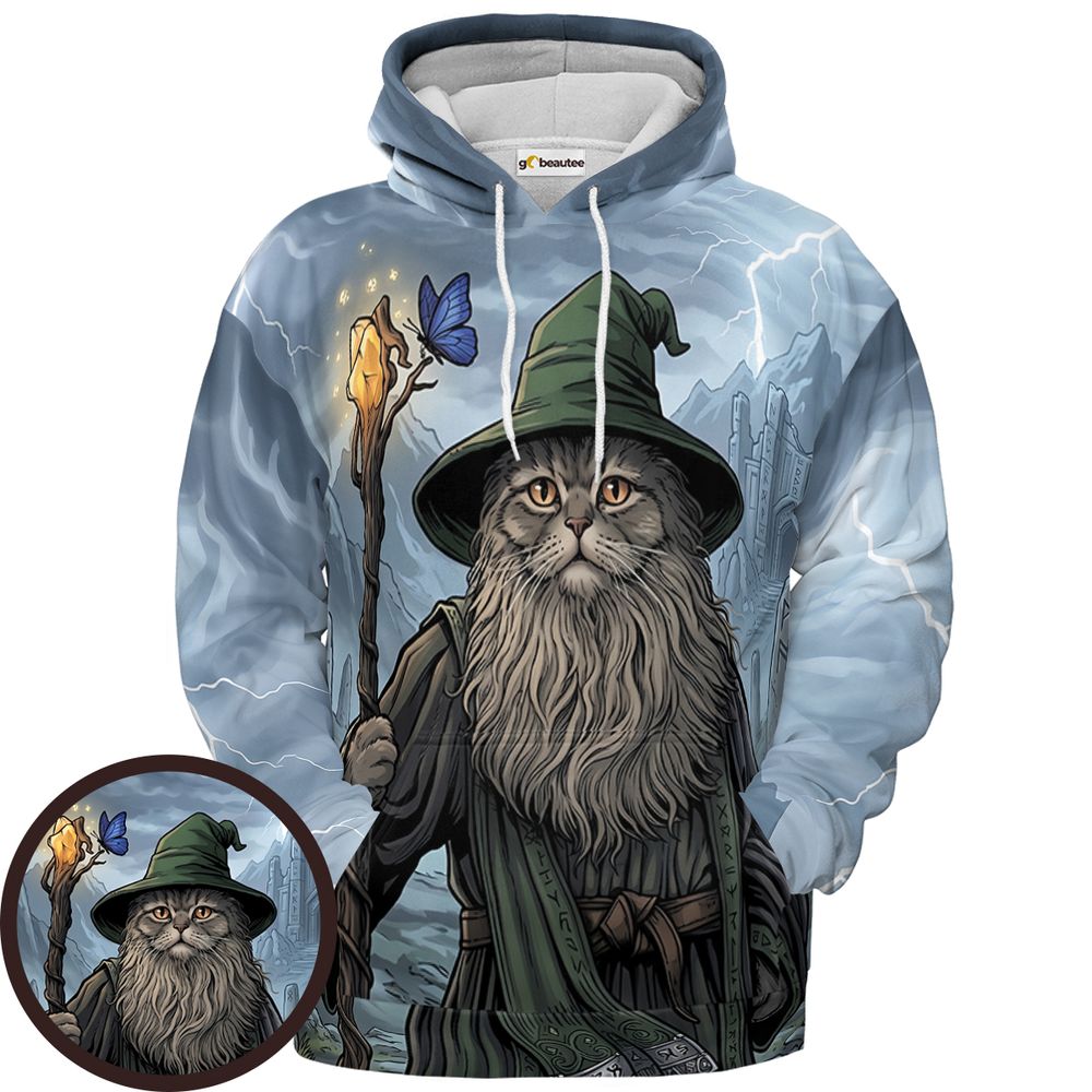 Wizard Cat Full Print Hoodie - Pullover Hoodie - 1