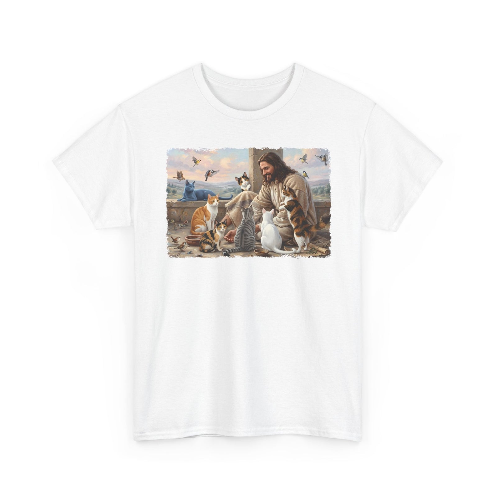 Jesus Surrounded by Cats T-Shirt — Religious Cat Lover Tee