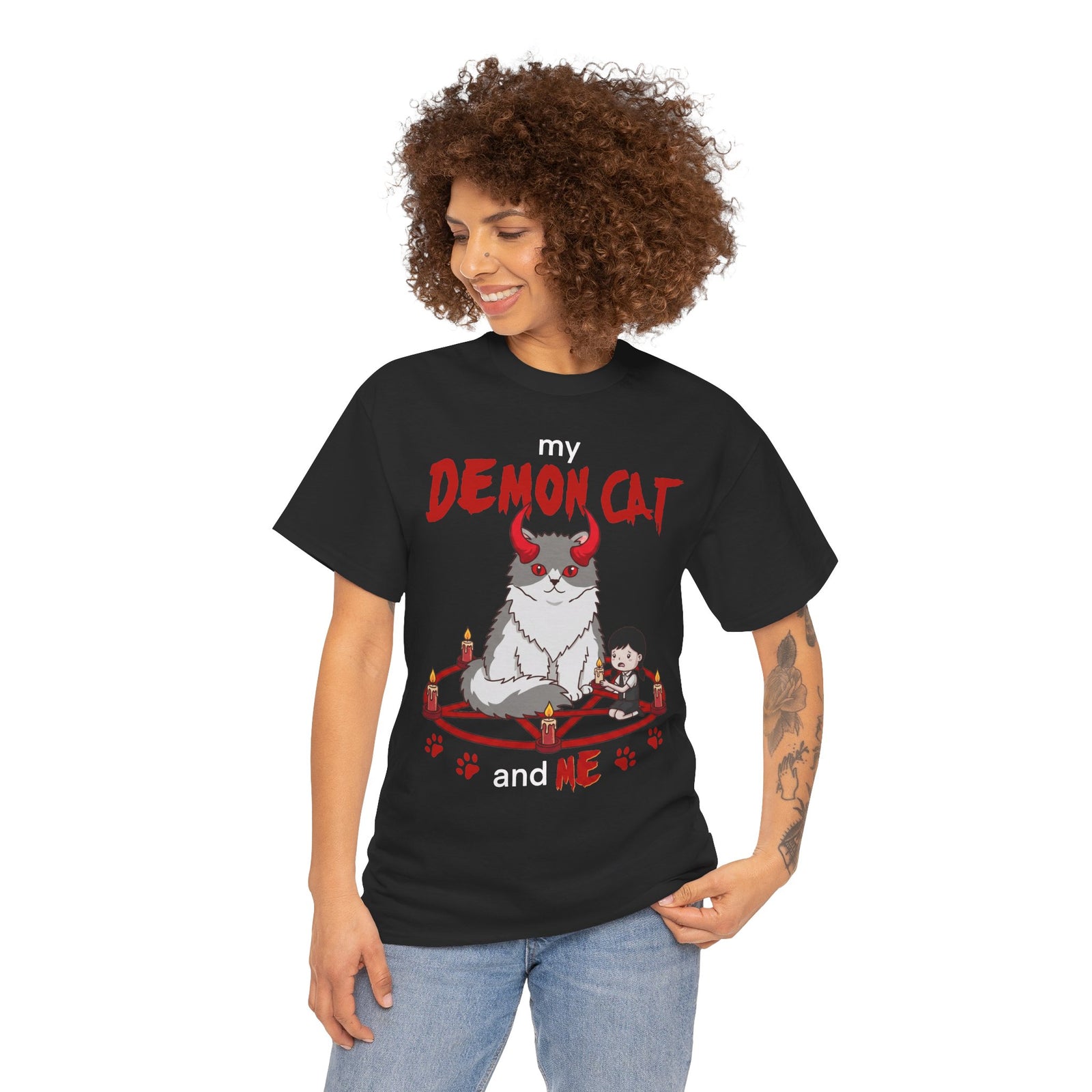 My Demon Cat T-Shirt — Cute Spooky Cat Graphic Tee for Cat Lovers & Halloween