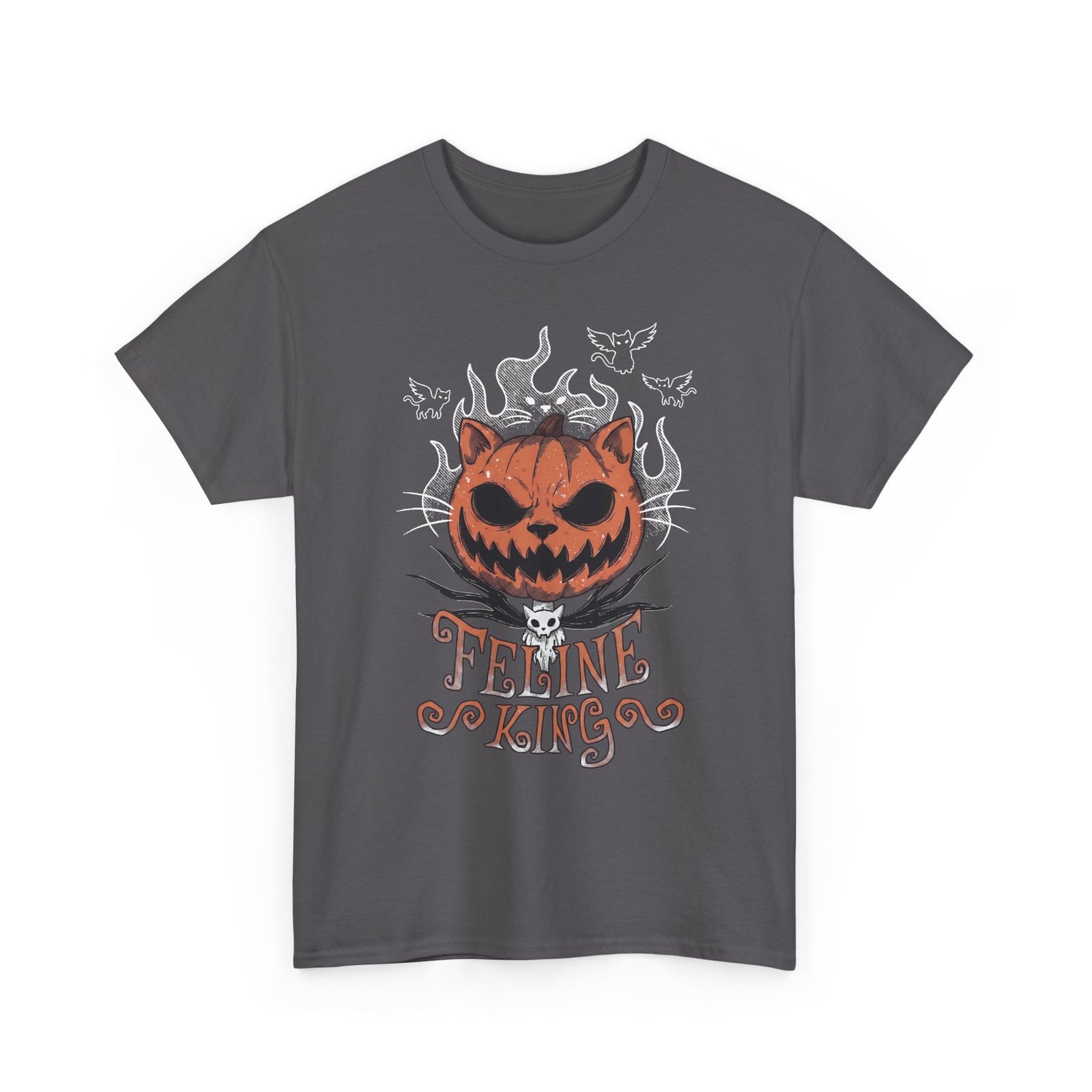 Feline King Halloween Cat Graphic — Spooky Pumpkin King Parody Art