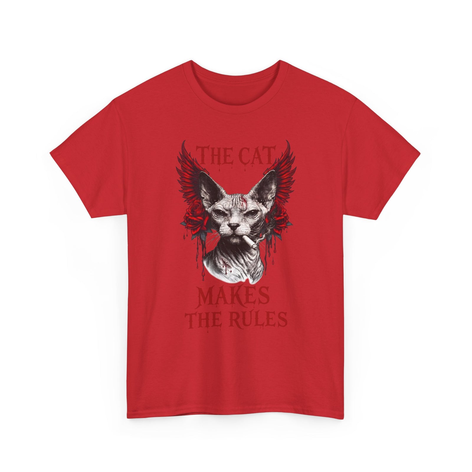 The Cat Makes The Rules T-Shirt — Funny Gothic Smoking Sphynx Tee
