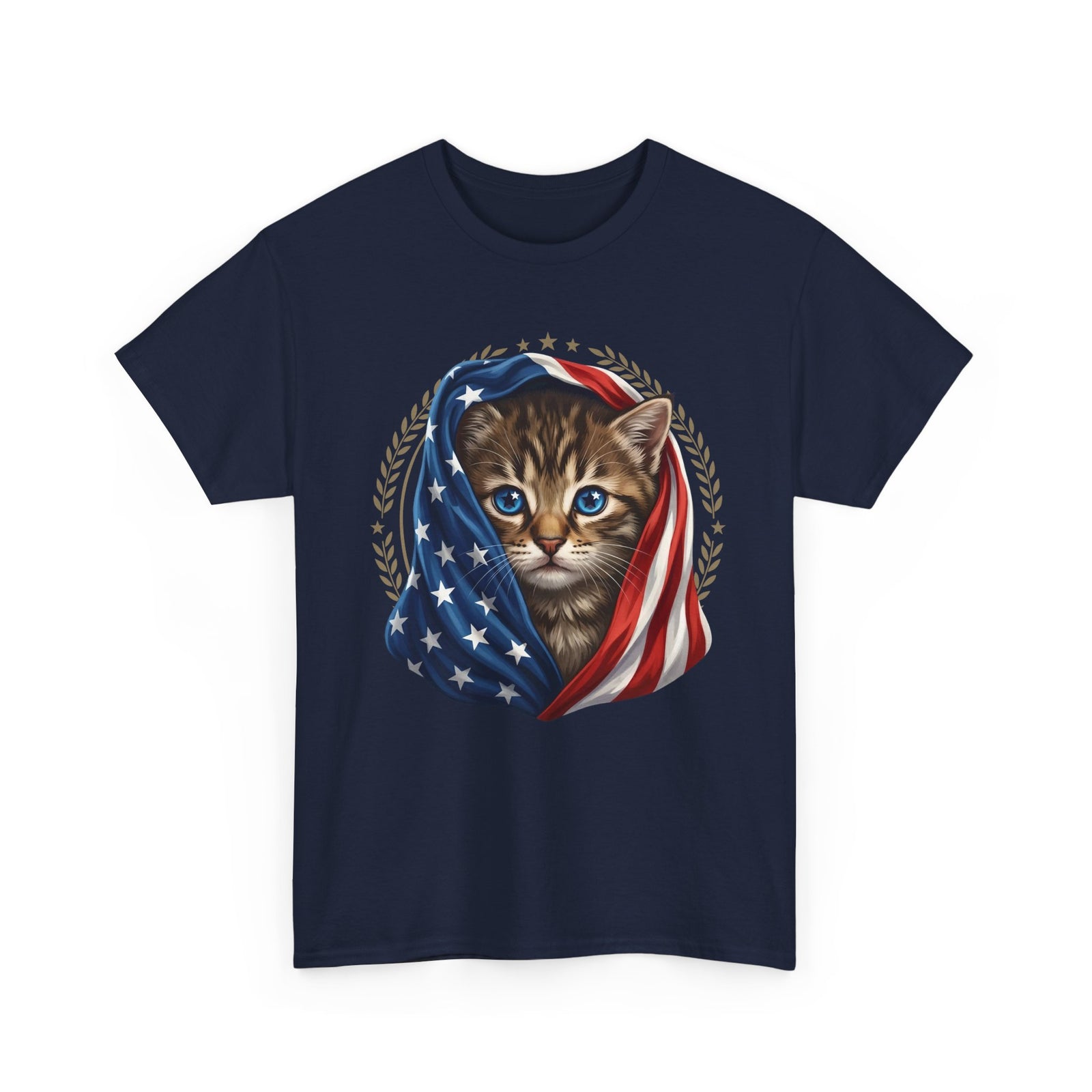 Patriotic American Flag Cat T-Shirt Cute Kitten USA Pride