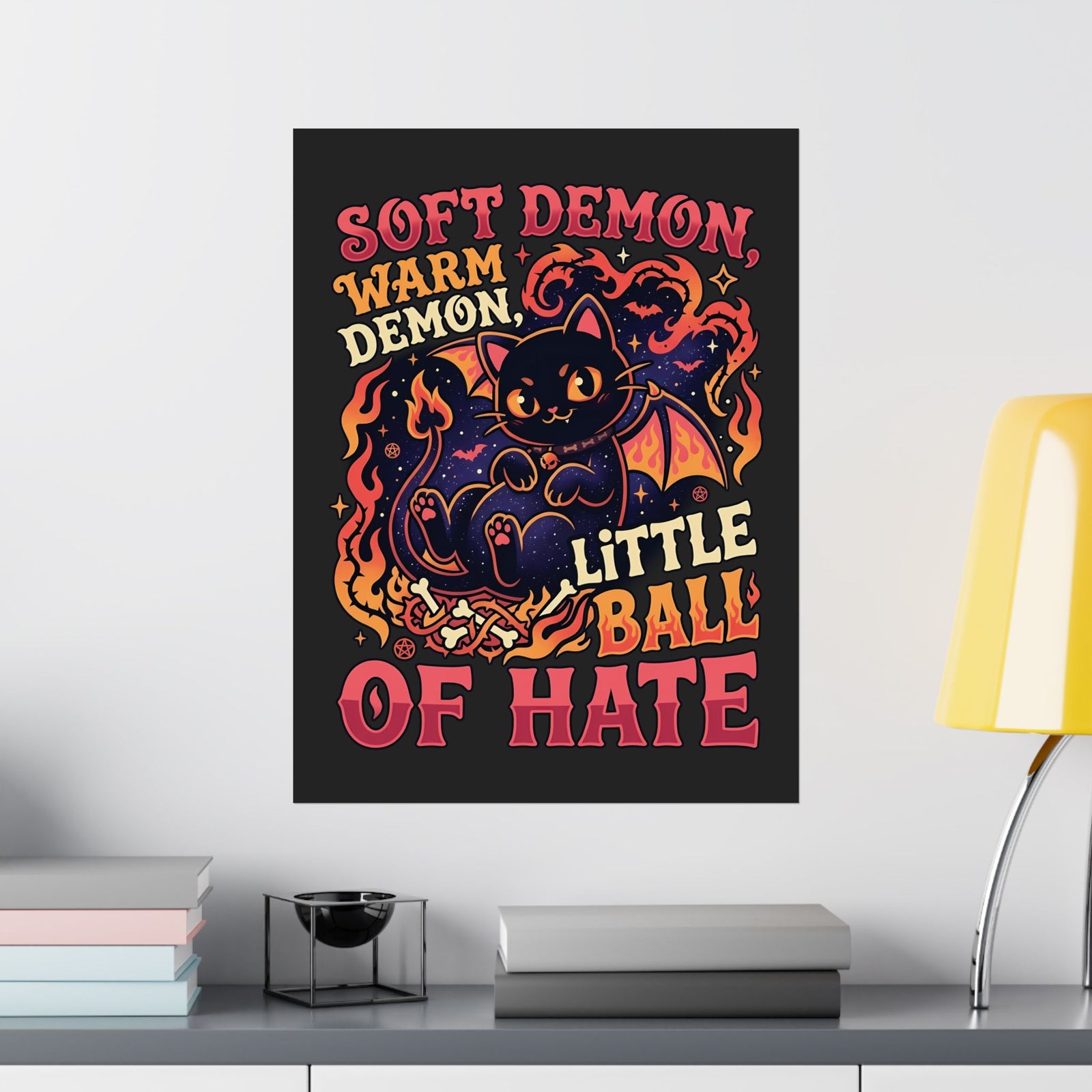 Soft Demon Cat Poster — "Little Ball of Hate" Cute Demon Kitty Poster