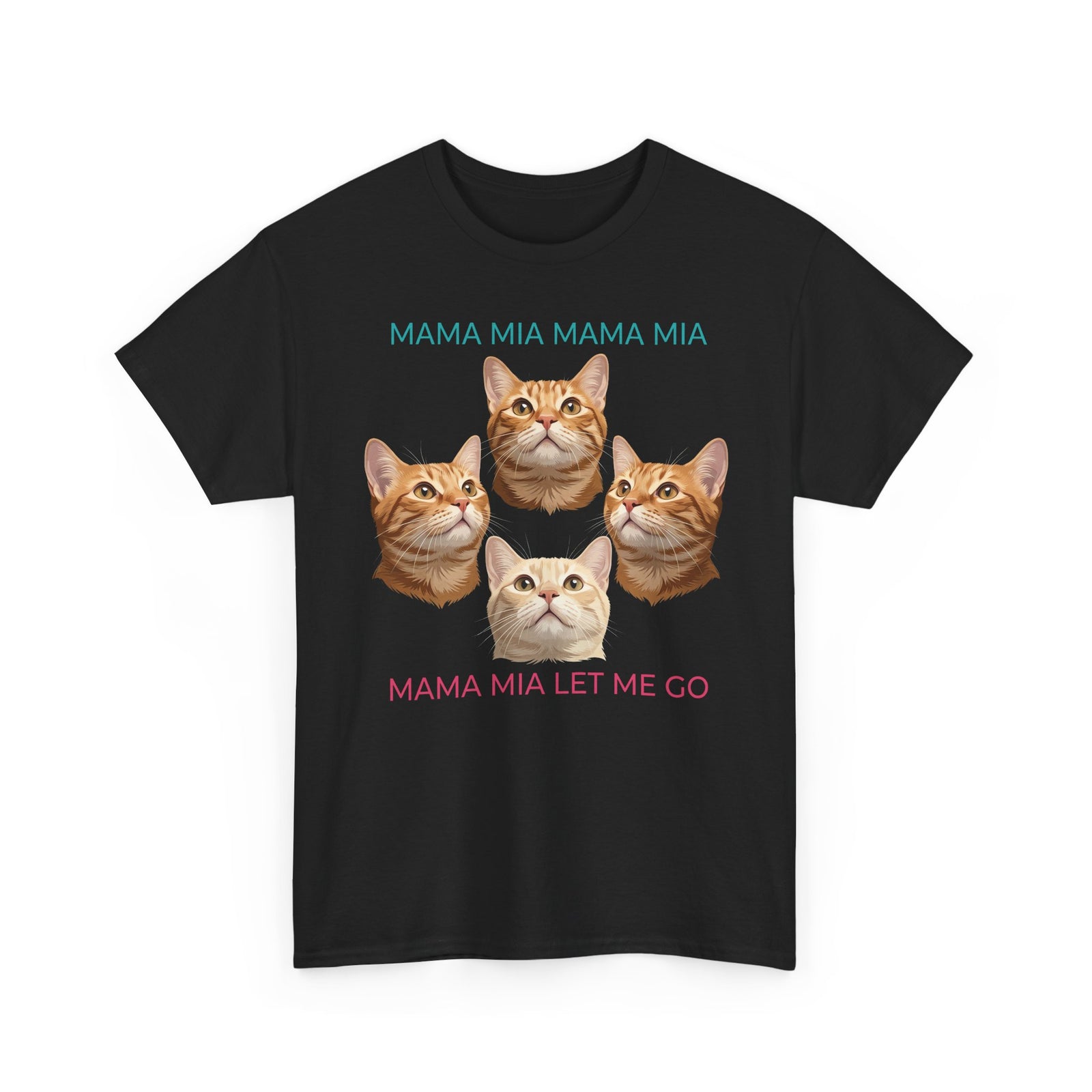 Funny Cat Rock Band T-Shirt — "Mamma Mia Let Me Go" Parody