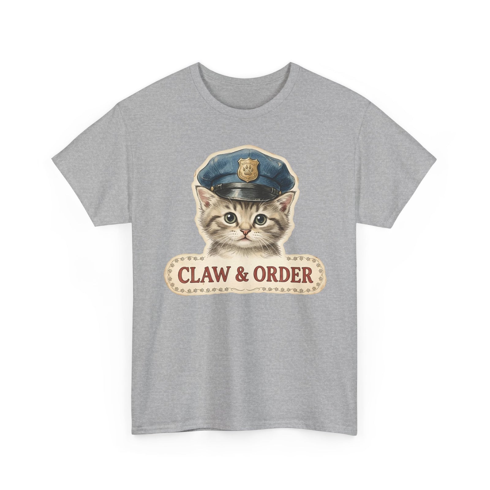 Claw and Order Cat T-Shirt — Funny Cat Crime Pun Tee
