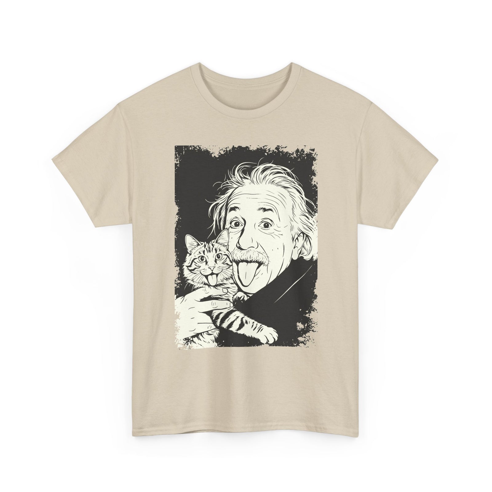 Einstein & Cat Graphic Tee — Funny Retro Science T-Shirt