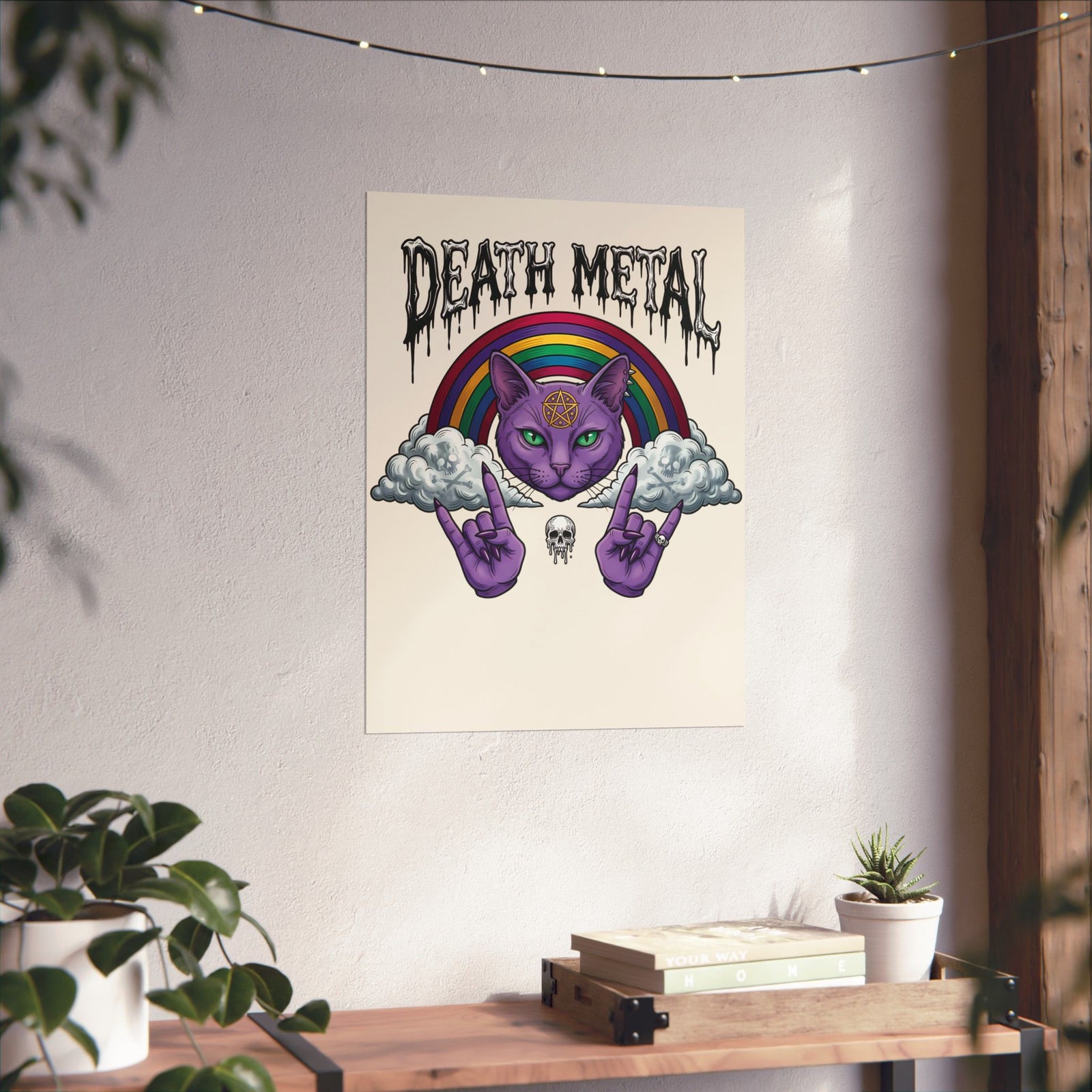 Death Metal Cat Poster — Gothic Black Cat Poster for Metal Fans