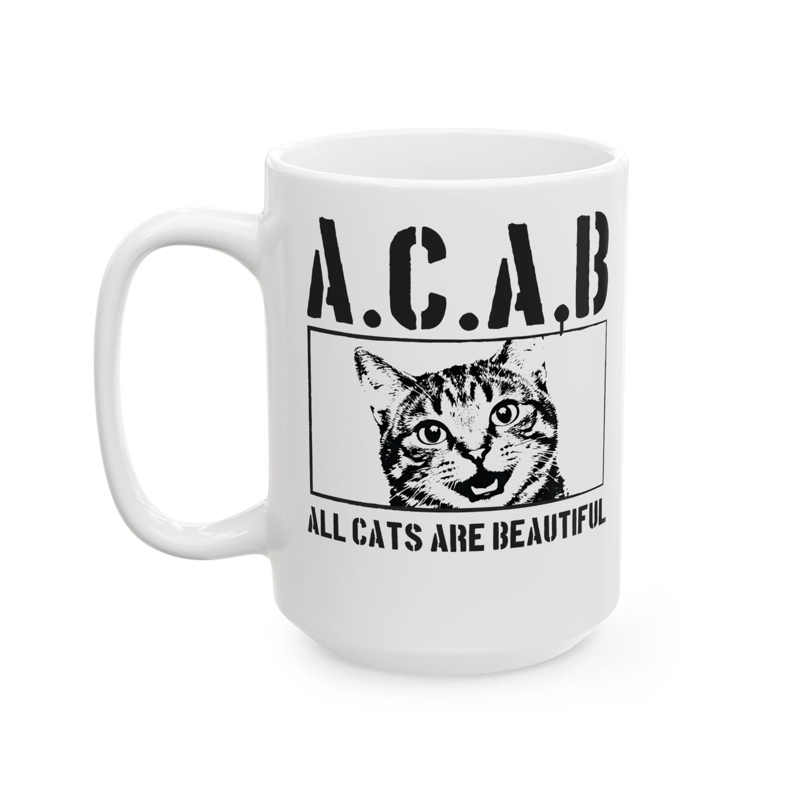 ACAB “All Cats Are Beautiful” Ceramic Mug — Cute Cat Lover Graphic Mug