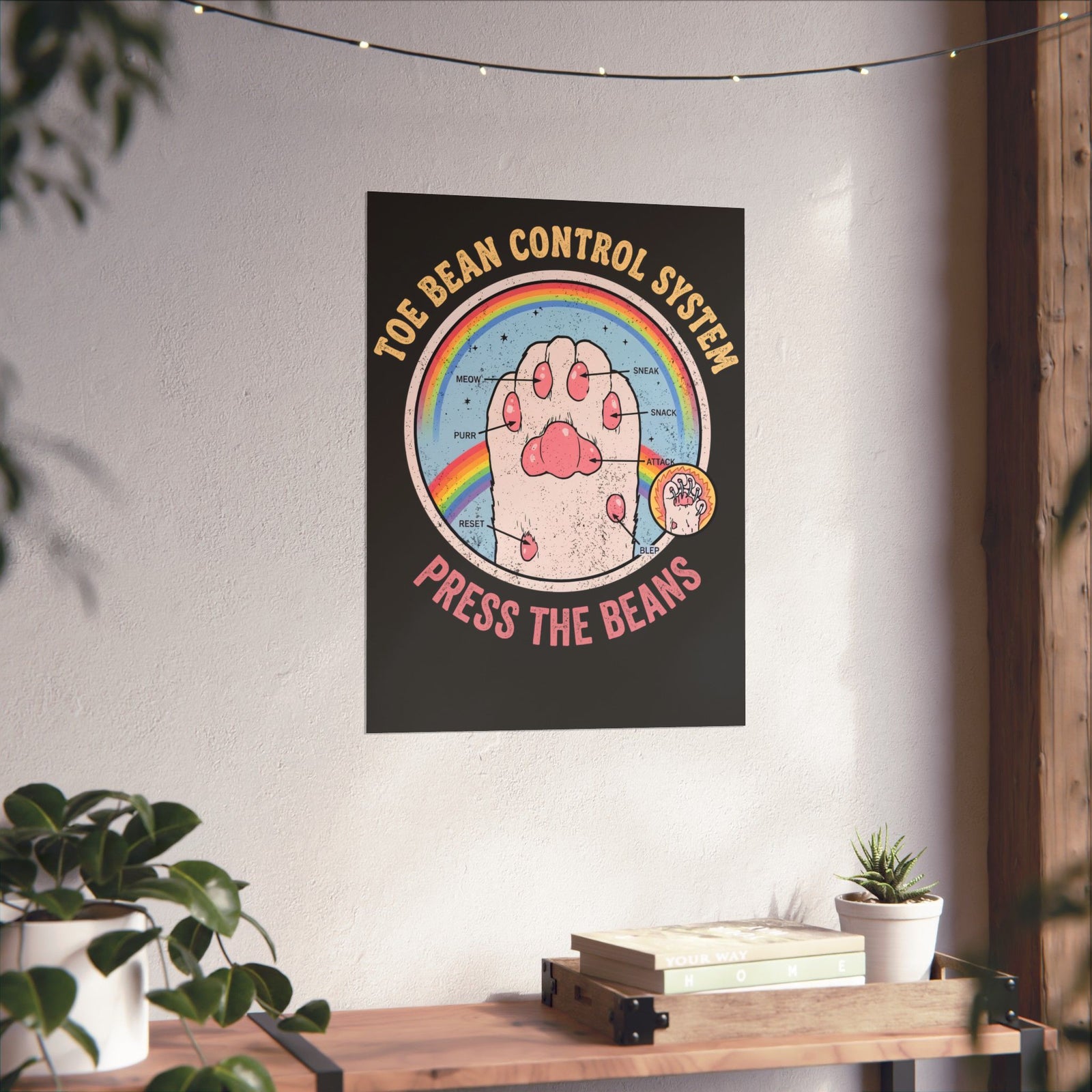 Toe Bean Control System Poster — Funny Cat Paw Infographic Poster