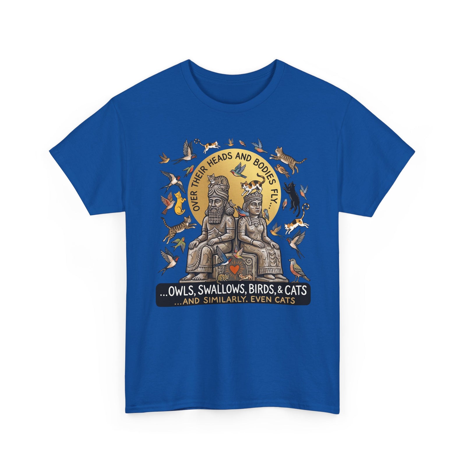 Birds & Cats Graphic T-Shirt — "Over Their Heads and Bodies Fly"