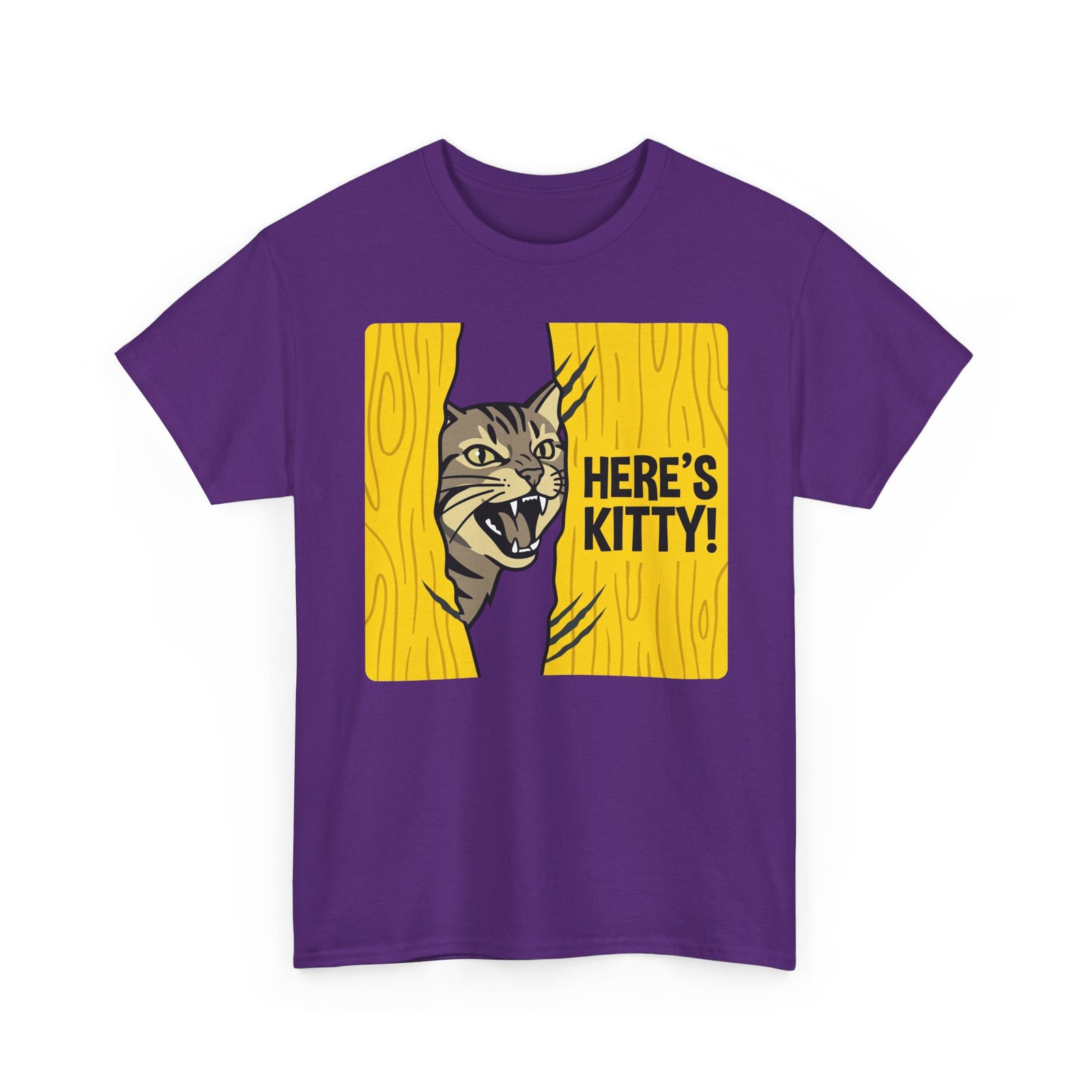 Funny Cat Parody T-Shirt — "Here's Kitty" Graphic Tee