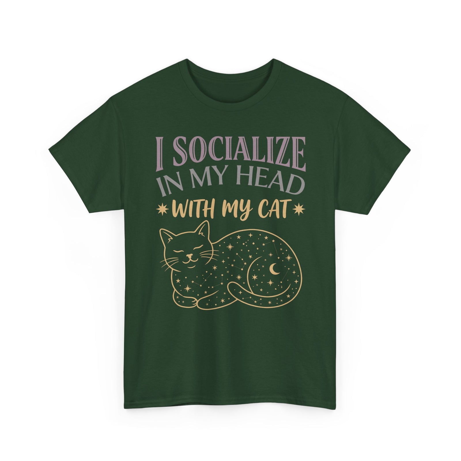 I Socialize in My Head With My Cat T-Shirt — Funny Cat Lover Tee