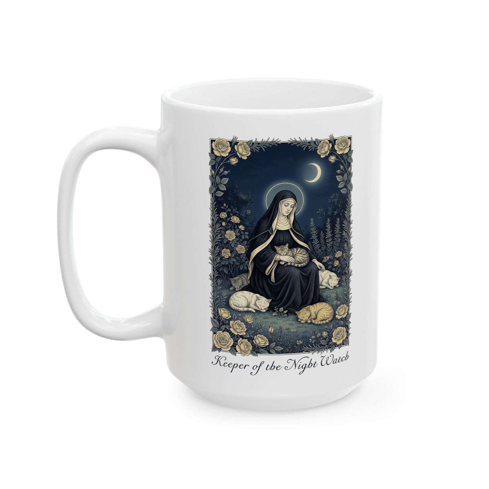 Keeper of the Night Watch Gertrude of Nivelles Cats Ceramic Mug