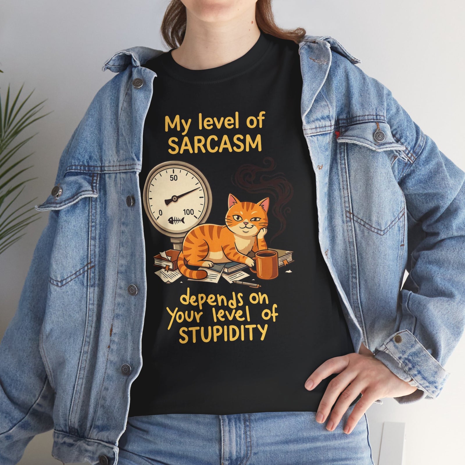 Sarcasm Depends On Your Stupidity Cat T-Shirt