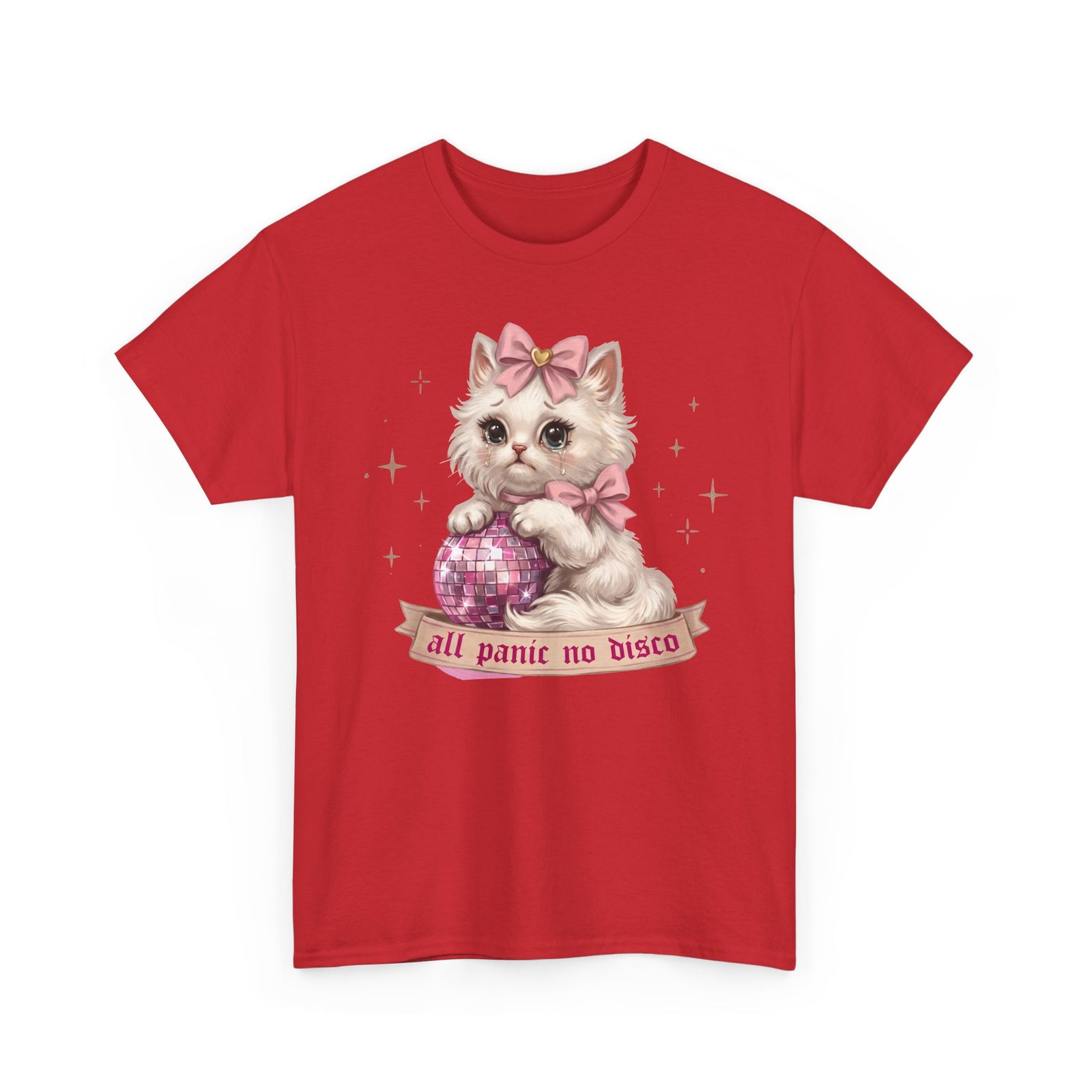 All Panic No Disco T-Shirt — Crying Kitten Pink Disco Ball Tee
