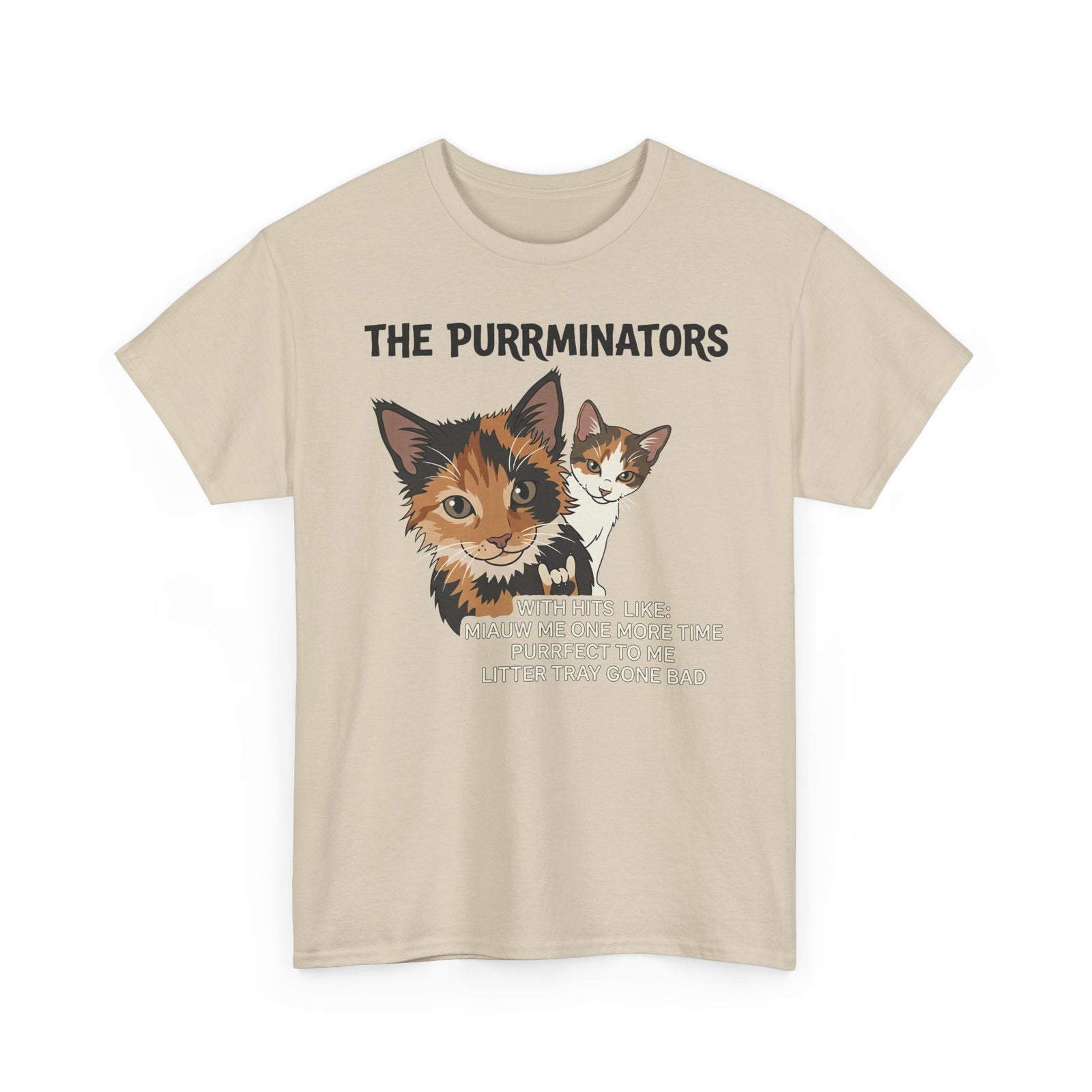 Cat Band Tee — "The Purrminators" Graphic T-Shirt