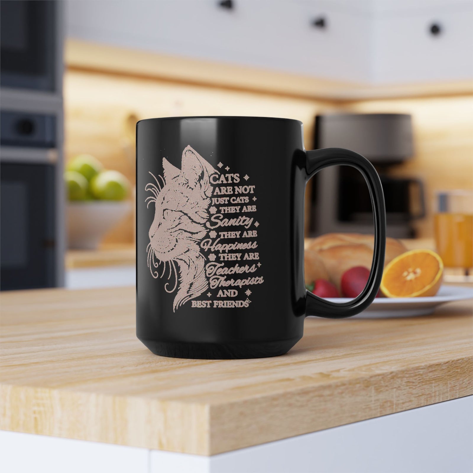 Cats Are Not Just Cats Black Mug — Funny Cat Lover Mug