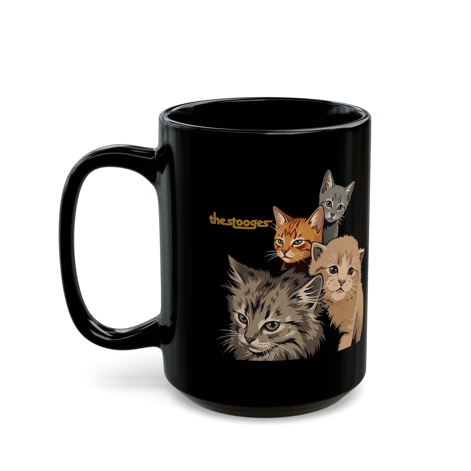 The Stooges Cat Black Mug