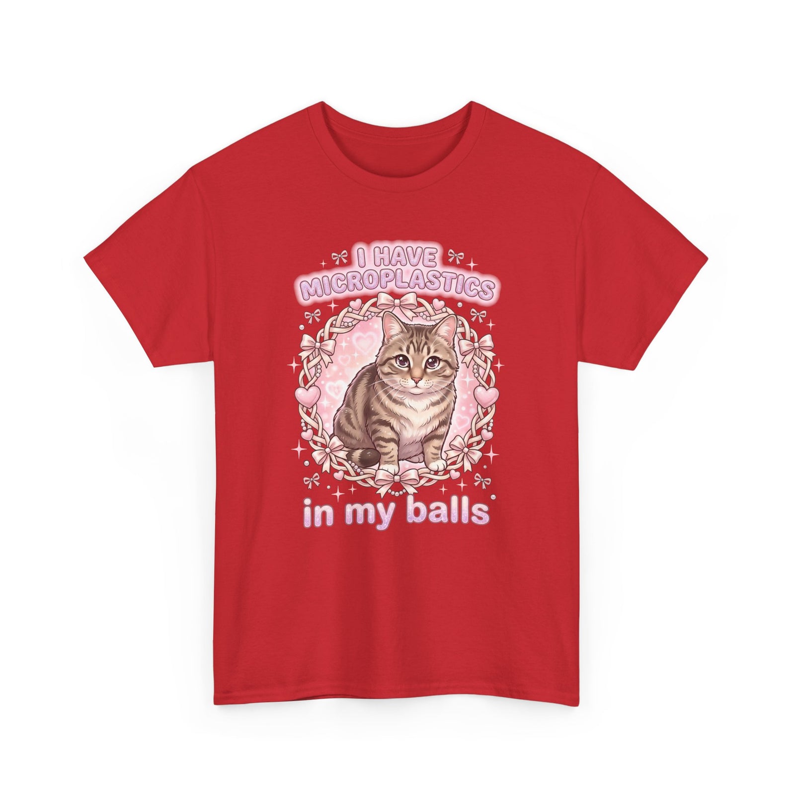 Funny Cat Tee "I Have Microplastics In My Balls" Meme Shirt