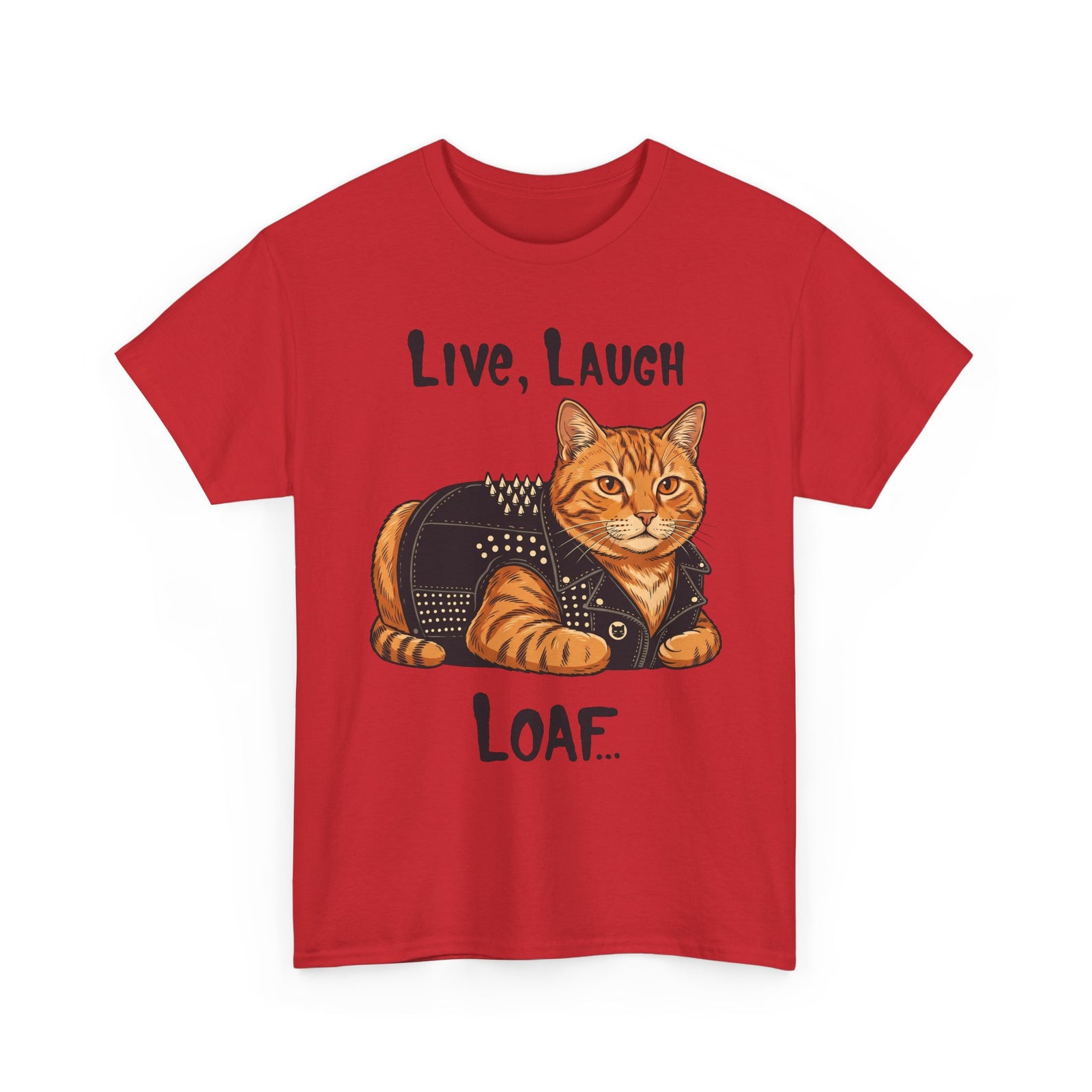 "Live, Laugh, Loaf" Punk Rock Orange Cat T-Shirt