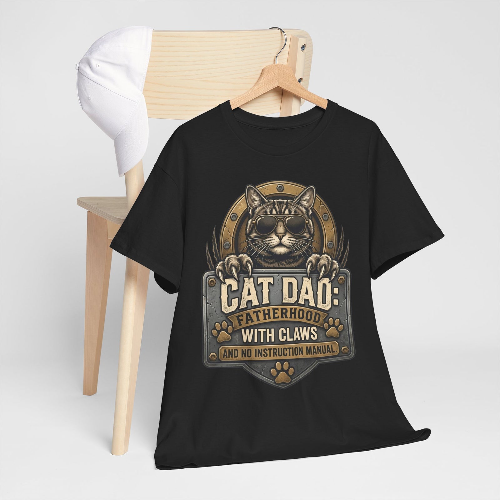 Cat Dad T-Shirt — "Fatherhood with Claws" Funny Cat Lover Tee