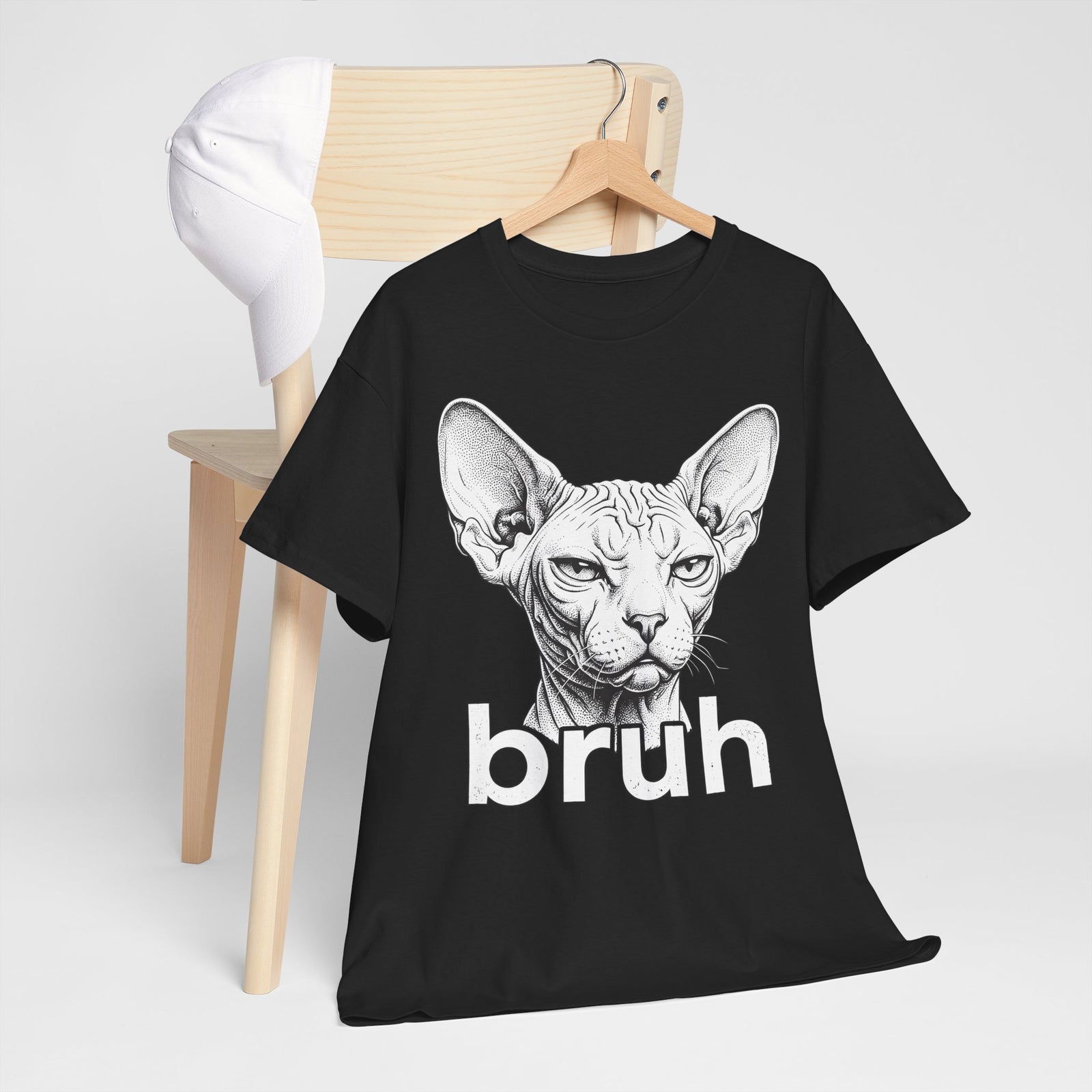 Bruh Sphynx Cat T-Shirt — Funny Unimpressed Hairless Cat Meme Tee
