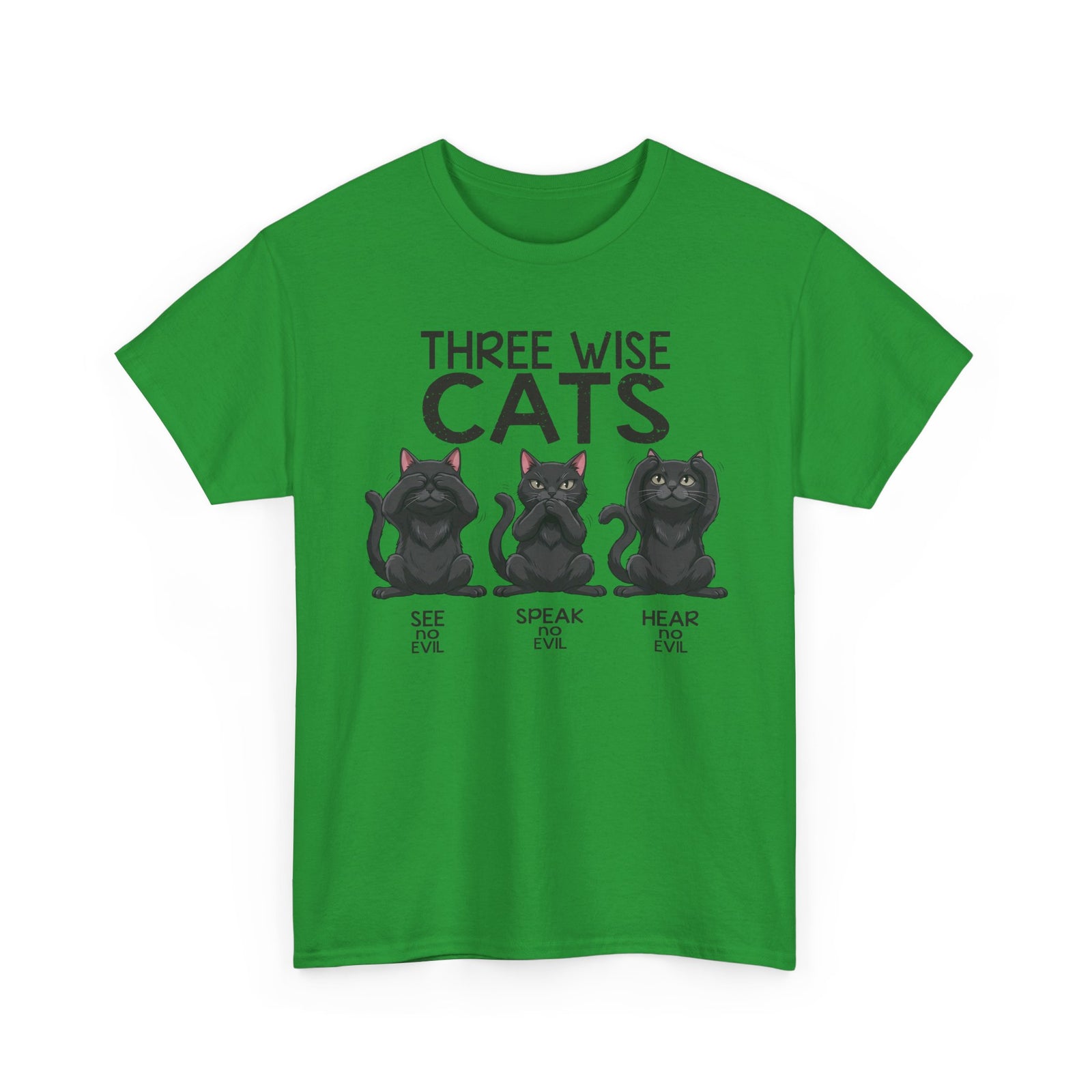 Three Wise Cats T-Shirt — See Speak Hear No Evil Black Cat Graphic