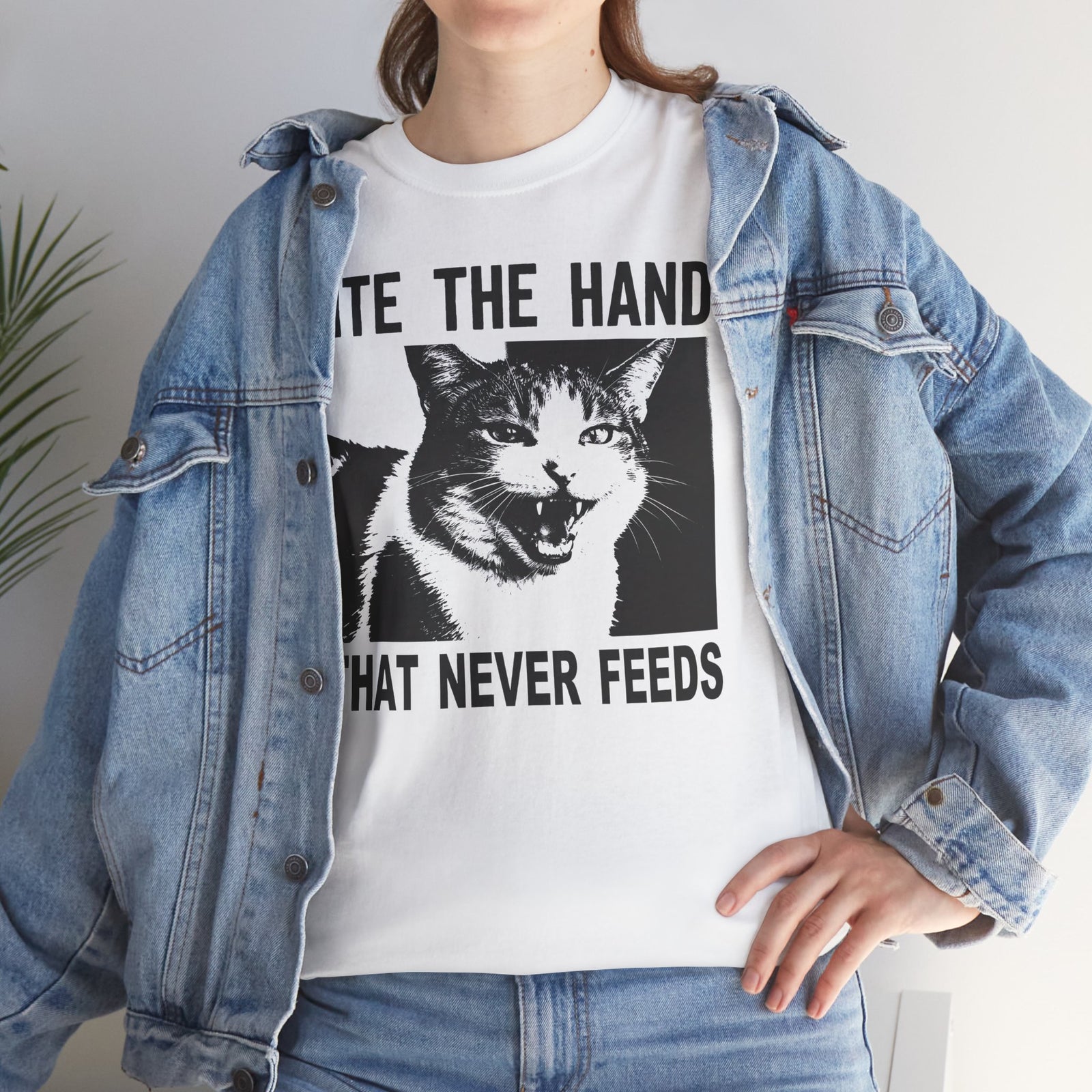 Cat Bite The Hand That Never Feeds Graphic Tee