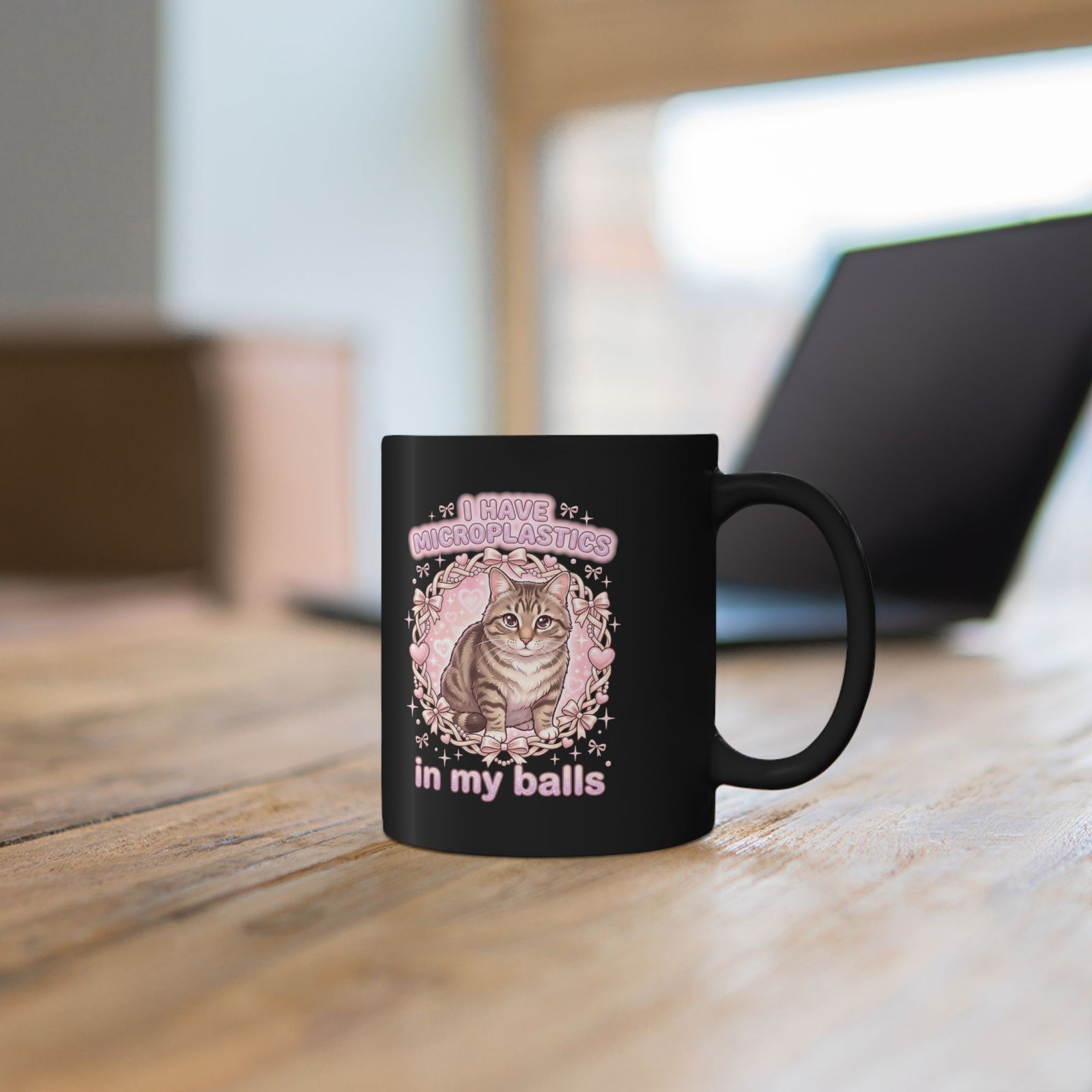 Funny Cat Mug "I Have Microplastics In My Balls" Meme Mug