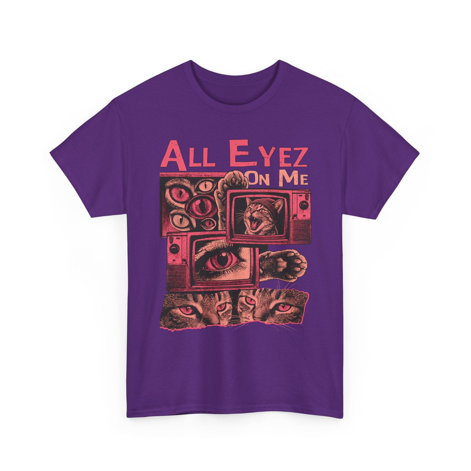 All Eyez On Me T-Shirt — Funny Retro TV Cat Graphic Tee