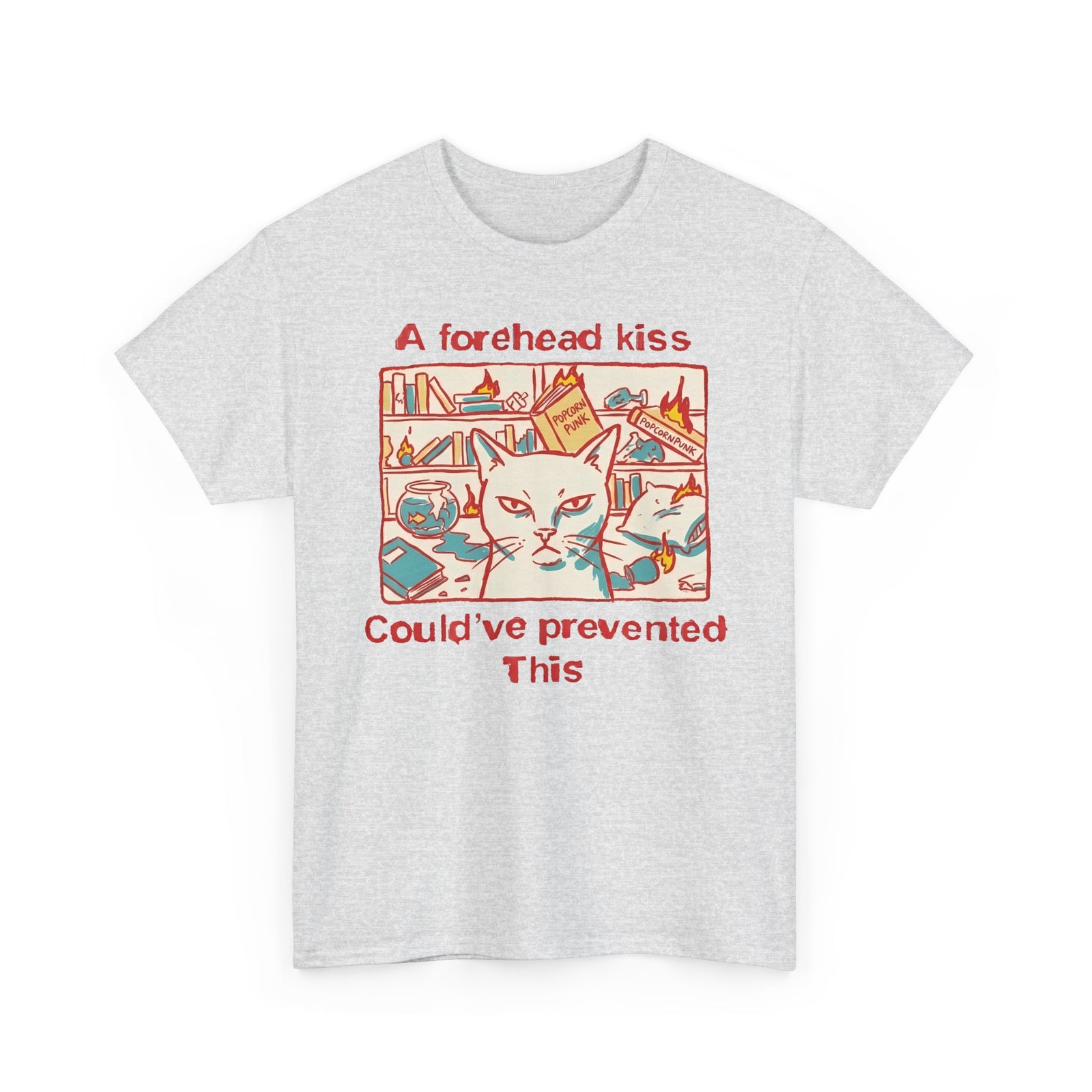 Naughty Cat Forehead Kiss Tee - Funny Cat Lover T-Shirt