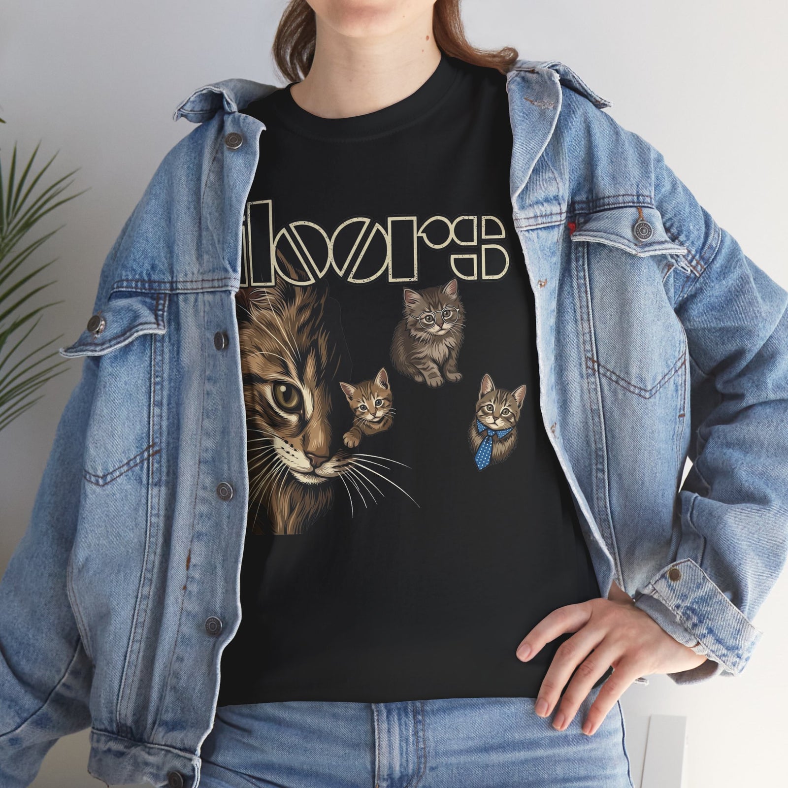 T-Shirt — Retro Cat Band Graphic Tee (The Doors Inspired)