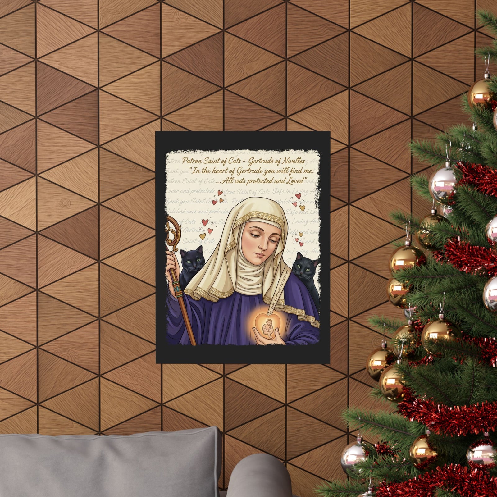 Gertrude of Nivelles "All Cats Protected and Loved" Poster