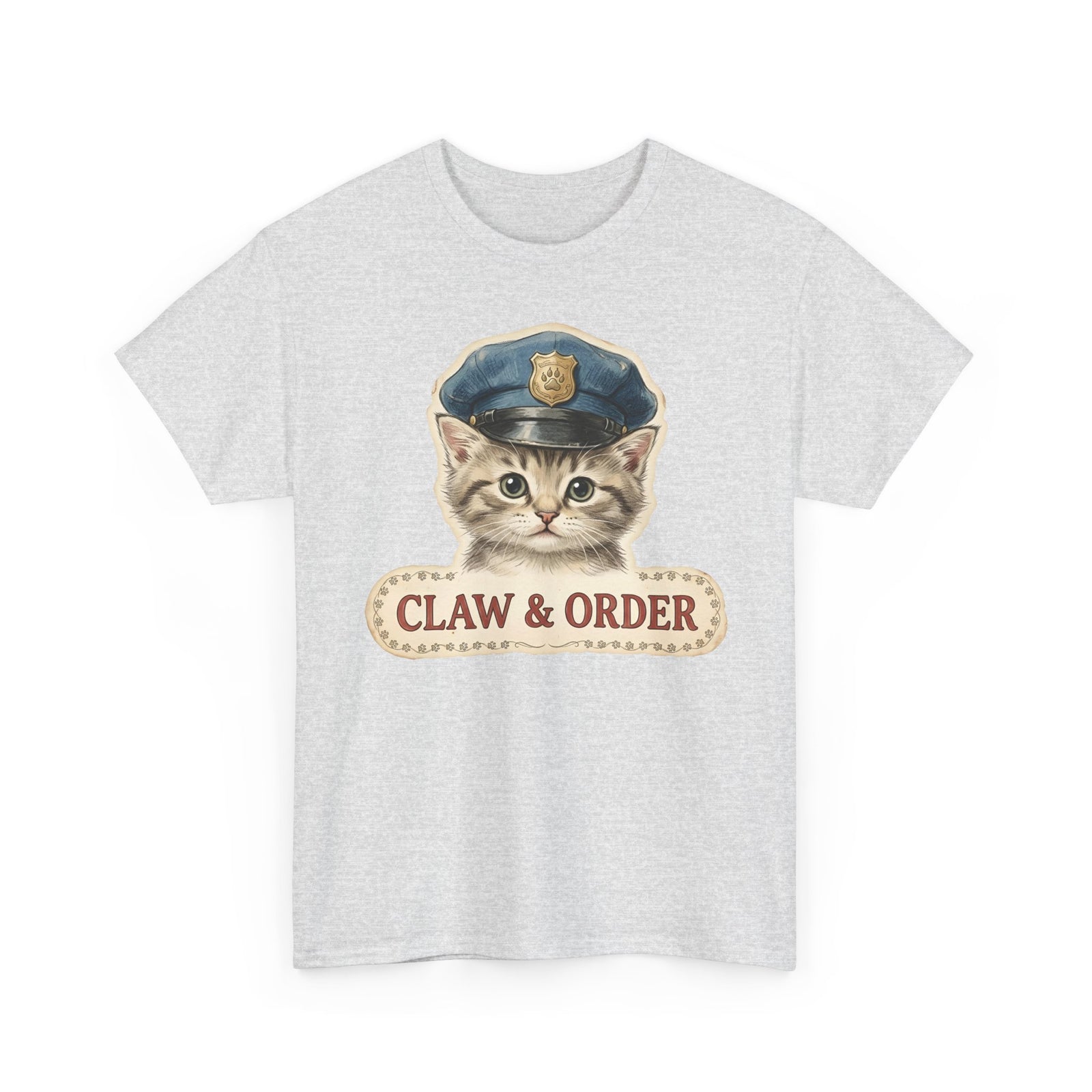 Claw and Order Cat T-Shirt — Funny Cat Crime Pun Tee