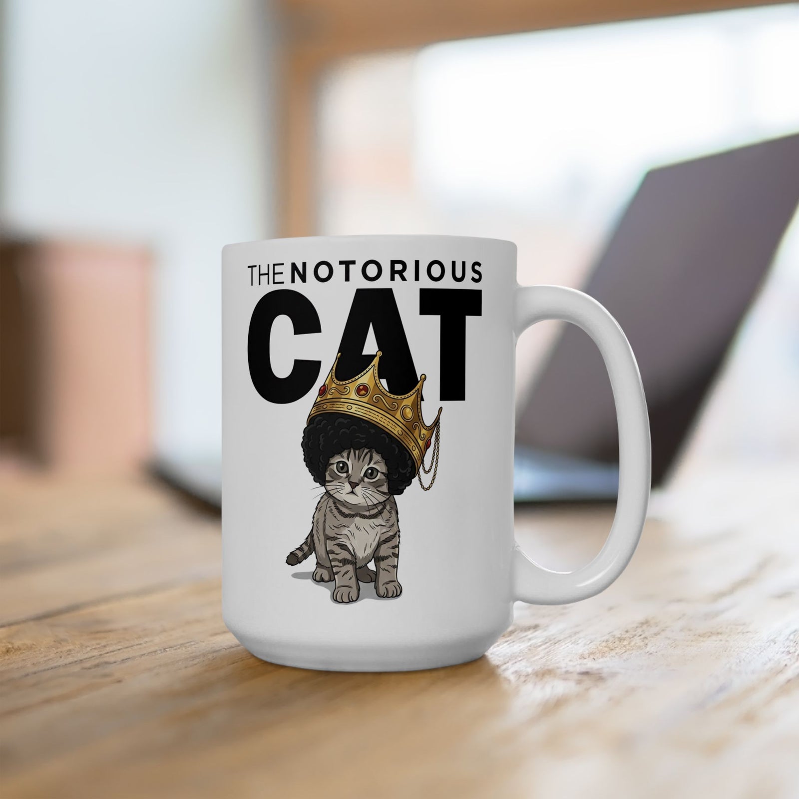 Notorious Cat Ceramic Mug — Cute Kitten with Crown Graphic