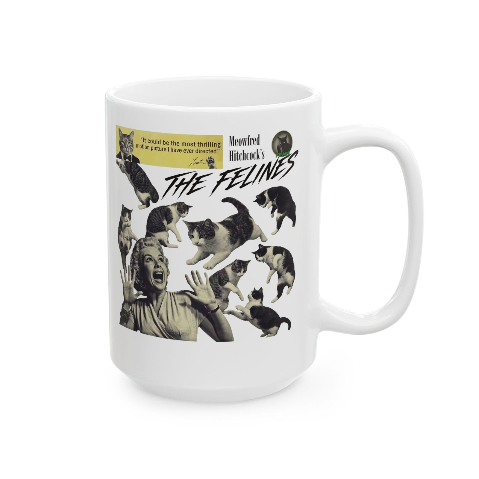 Retro Felines Ceramic Mug — Vintage Cat Graphic Mug