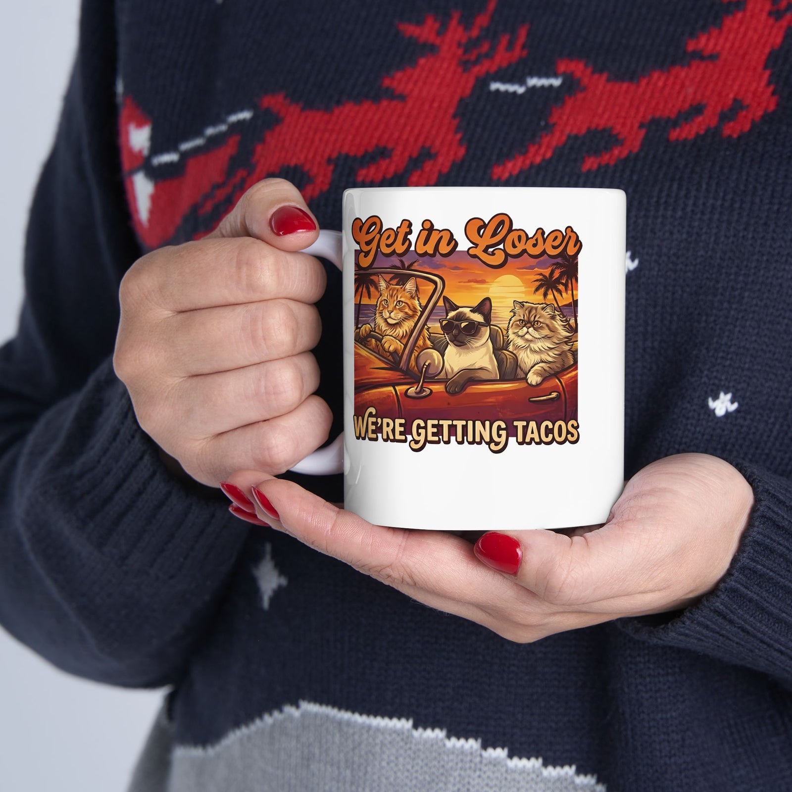Get In Losers We're Getting Tacos Cats Ceramic Mug