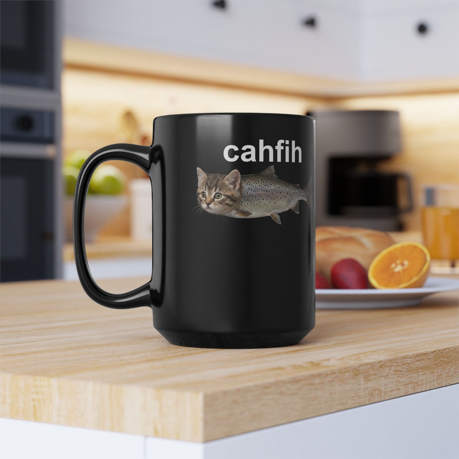 Cahfih Catfish Black Mug — Funny Catfish Design