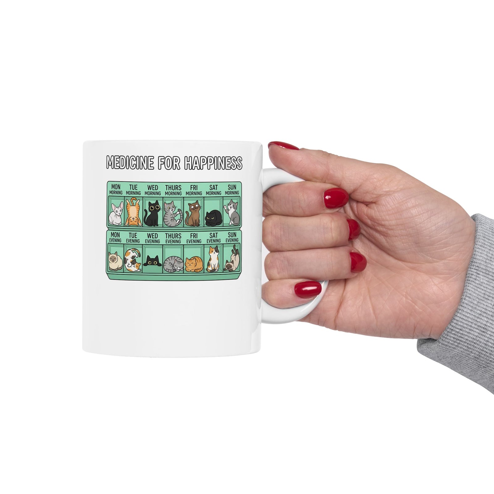 Medicine For Happiness Cat Ceramic Mug