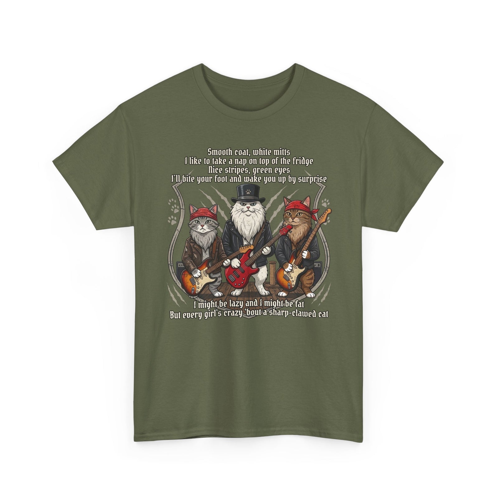 Cat Rock Band T‑Shirt — "I Might Be Lazy" Funny Guitar Cats Tee